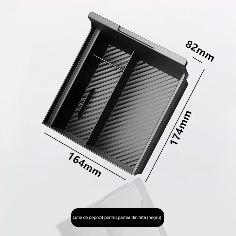 Cap din plastic pentru consola centrală, Tesla Model Y și Model 3; capac pentru compartimentul de la cotieră; spațiu privat de depozitare; nepersonalizabil