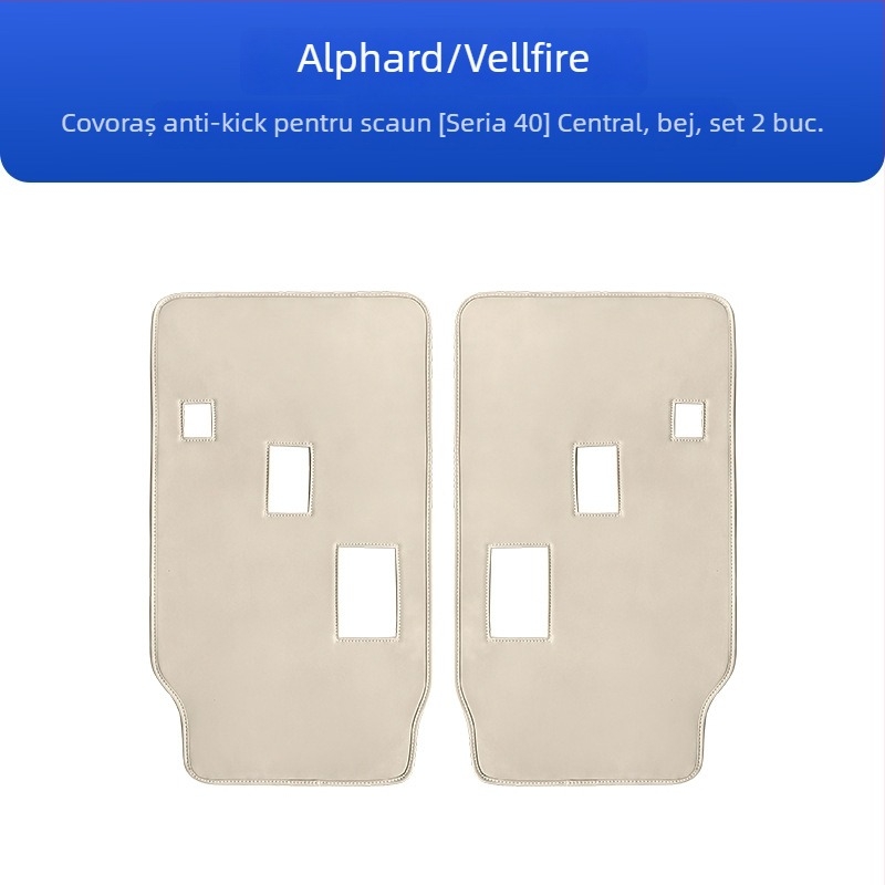 Protecție din piele pentru spatele scaunului auto, anti-zgârieturi; compatibil cu Alphard și Vellfire seria 40.