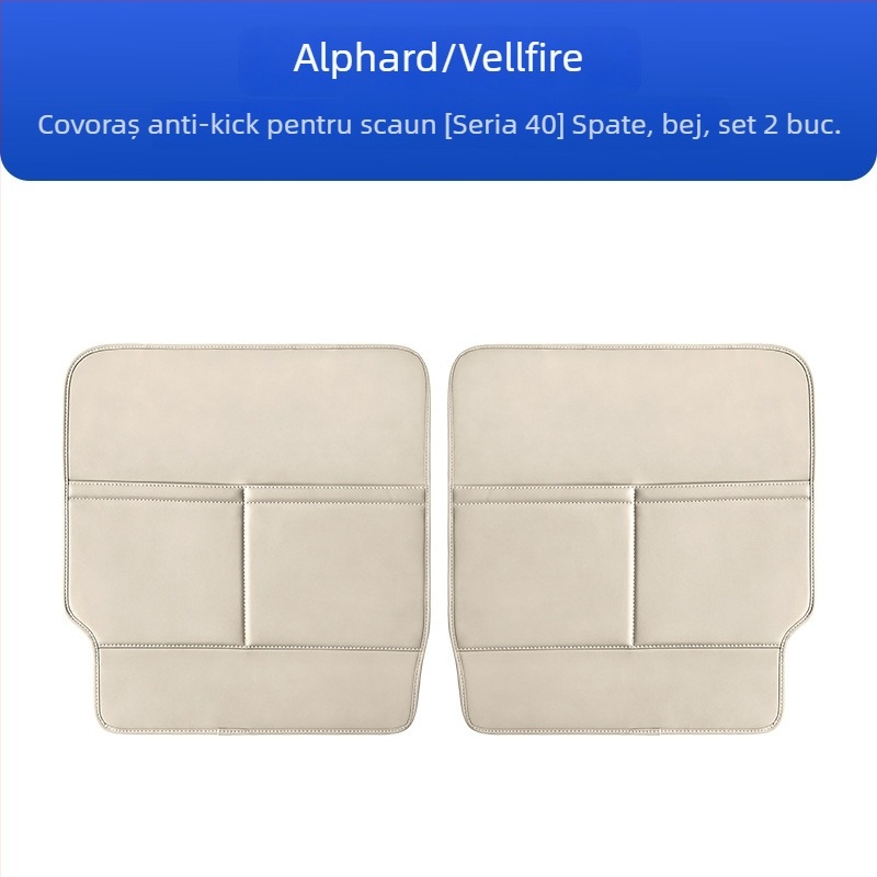 Protecție din piele pentru spatele scaunului auto, anti-zgârieturi; compatibil cu Alphard și Vellfire seria 40.