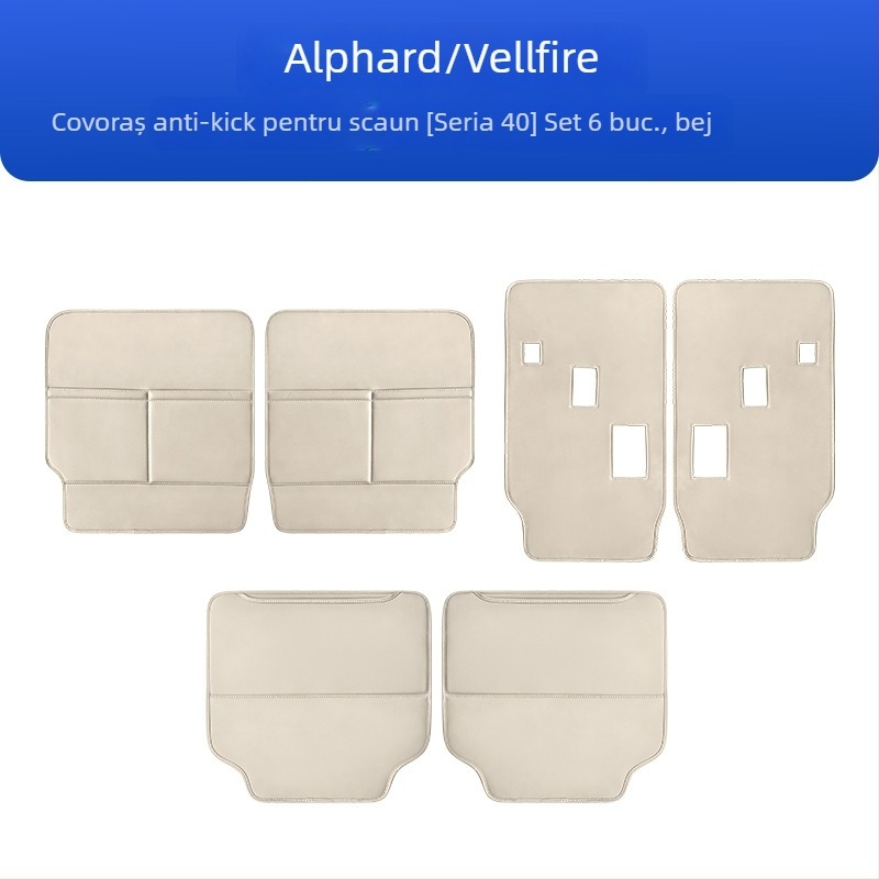 Protecție din piele pentru spatele scaunului auto, anti-zgârieturi; compatibil cu Alphard și Vellfire seria 40.