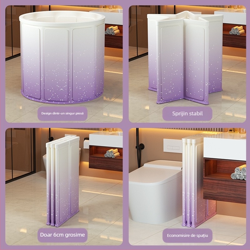 Găleată de baie pliabilă pentru aburire și înmuiere – fără instalare, PVC ecologic