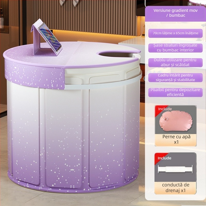 Găleată de baie pliabilă pentru aburire și înmuiere – fără instalare, PVC ecologic