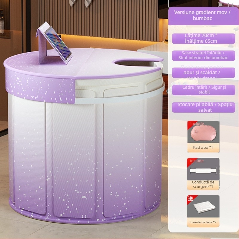 Găleată de baie pliabilă pentru aburire și înmuiere – fără instalare, PVC ecologic
