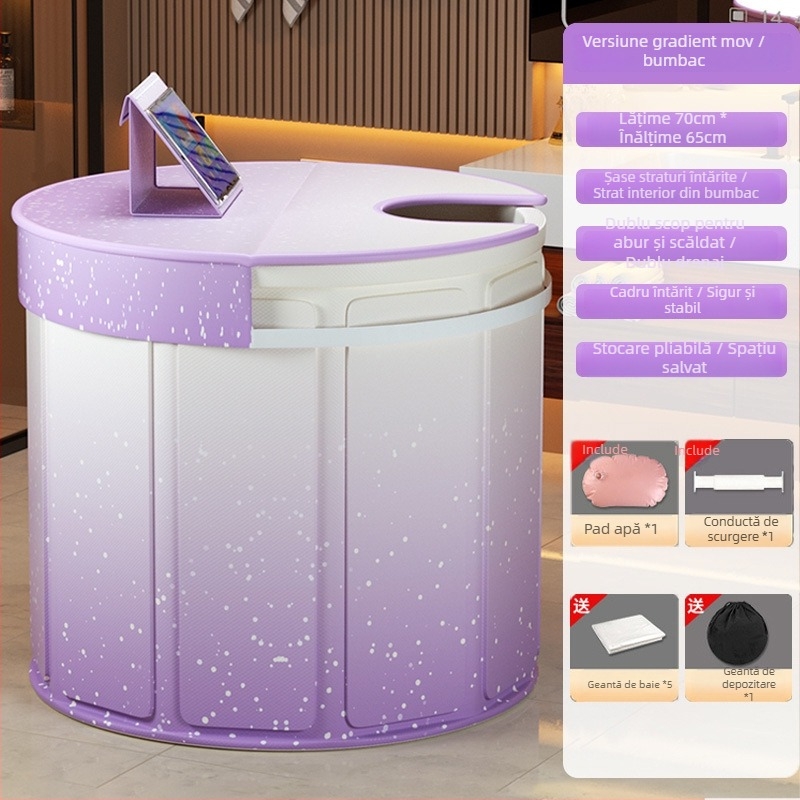 Găleată de baie pliabilă pentru aburire și înmuiere – fără instalare, PVC ecologic