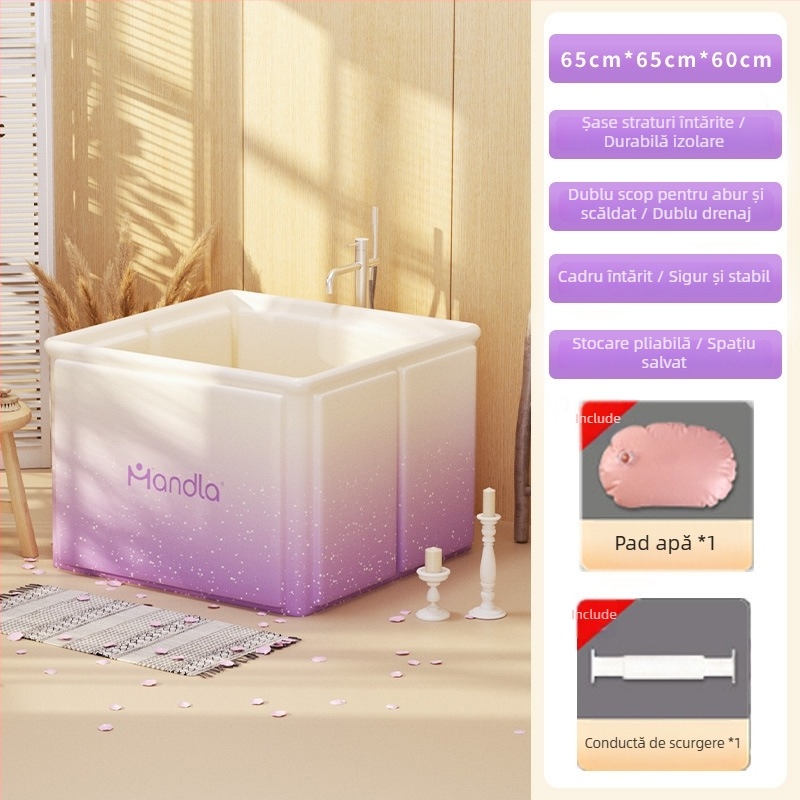 Găleată de baie pliabilă pentru aburire și înmuiere – fără instalare, PVC ecologic