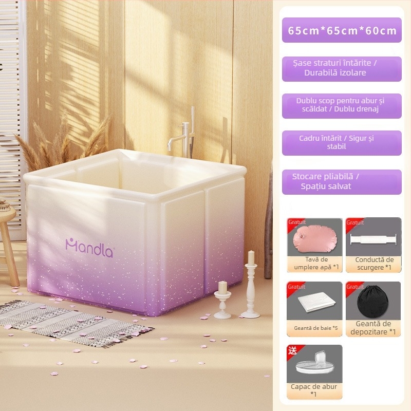 Găleată de baie pliabilă pentru aburire și înmuiere – fără instalare, PVC ecologic