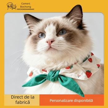 Prosop din bumbac pentru saliva la animale de companie, cu decor papion lucrat manual