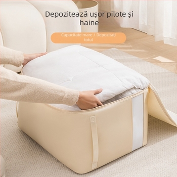 Geantă de depozitare pentru pătură, Geantă de comprimare vizuală, formă cub, material satin, organizator de haine multifuncțional