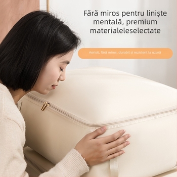 Geantă de depozitare pentru pătură, Geantă de comprimare vizuală, formă cub, material satin, organizator de haine multifuncțional