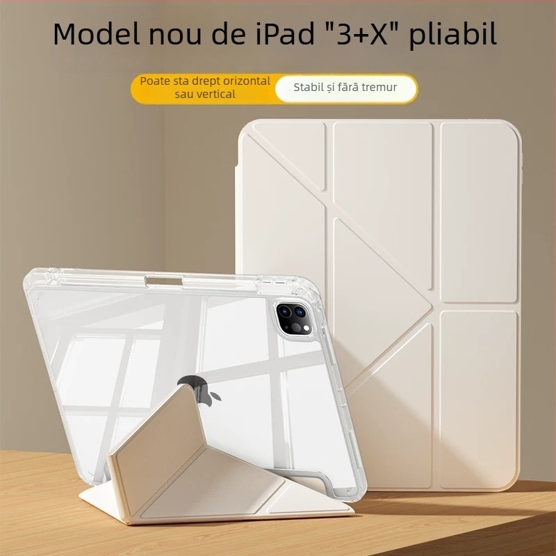 Carcasă de protecție pentru iPad Air 5, cu slot pentru stilou, acrilică, suport magnetic în formă de Y, anti-îndoire, compatibilă cu iPad 9-a generație