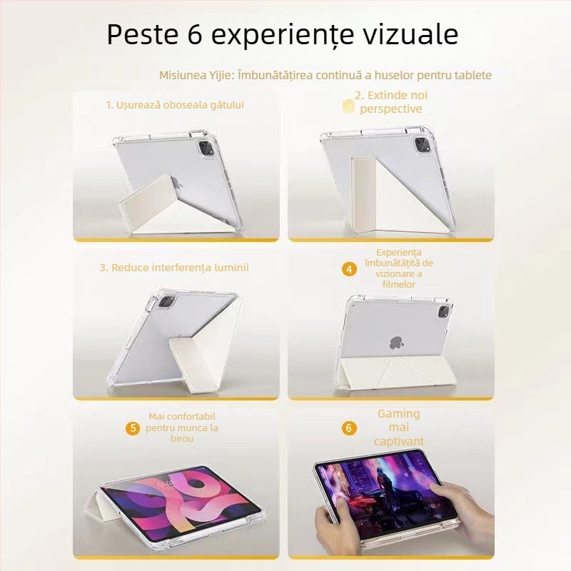 Carcasă de protecție pentru iPad Air 5, cu slot pentru stilou, acrilică, suport magnetic în formă de Y, anti-îndoire, compatibilă cu iPad 9-a generație