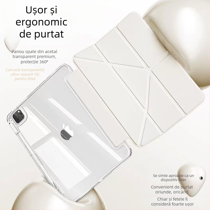 Carcasă de protecție pentru iPad Air 5, cu slot pentru stilou, acrilică, suport magnetic în formă de Y, anti-îndoire, compatibilă cu iPad 9-a generație