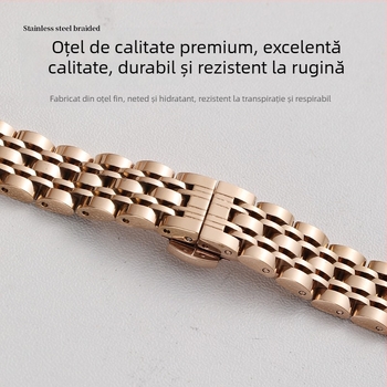 Brățară Apple Watch din oțel inoxidabil cu închidere fluture, verigi cu șapte legături, stil subțire