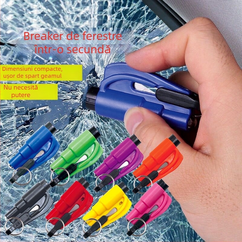 Cioc de siguranță pentru cheia mașinii – spargător de geam, cioc mic de siguranță cu tăietor de centuri (Brand: Shaft worker; Material: Plastic; Weight: 21 g)