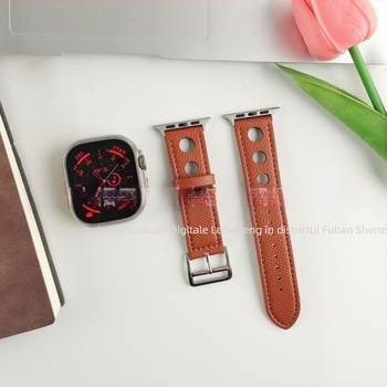 Brățară Rekdn pentru Apple Watch, piele microfibră, interfață de 22 mm, cataramă cu pin, model palmă, stil modern.