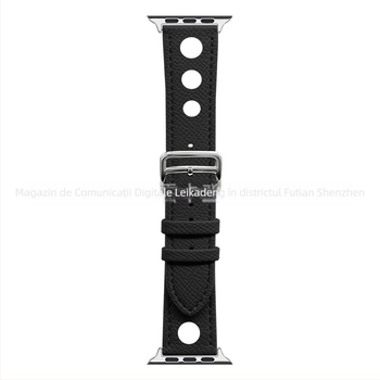 Brățară Rekdn pentru Apple Watch, piele microfibră, interfață de 22 mm, cataramă cu pin, model palmă, stil modern.