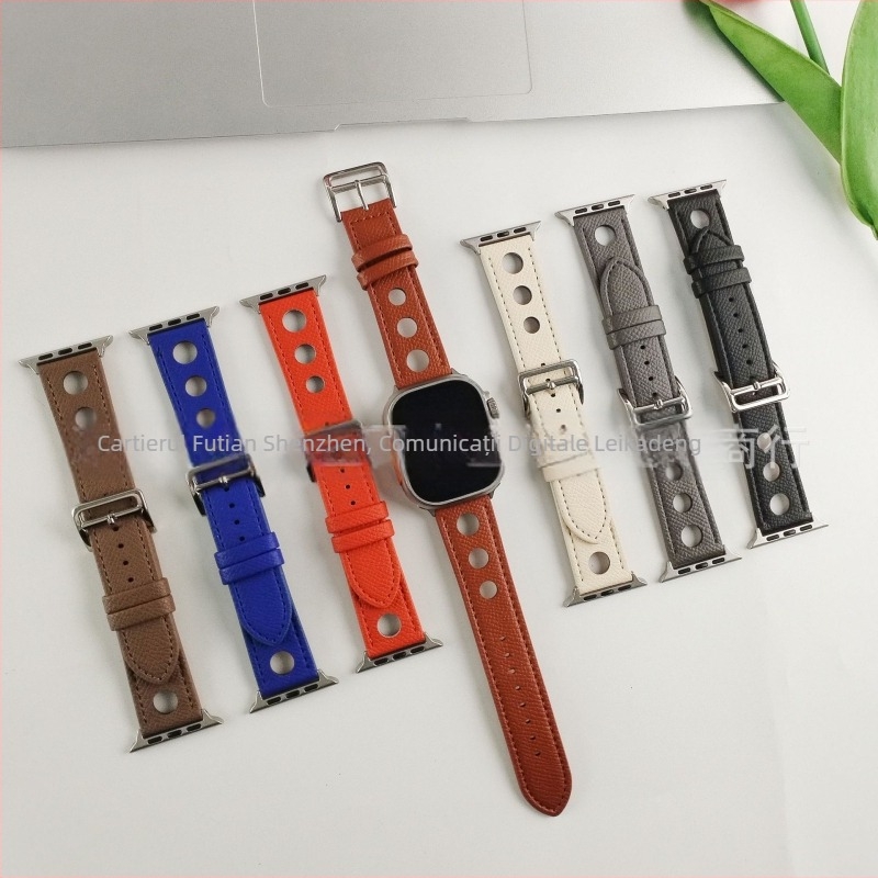 Brățară Rekdn pentru Apple Watch, piele microfibră, interfață de 22 mm, cataramă cu pin, model palmă, stil modern.