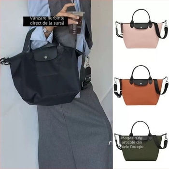 Geantă Tote Dumpling cu capac – piele naturală, formă gălușă, deschidere cu capac, buzunar intern pentru documente