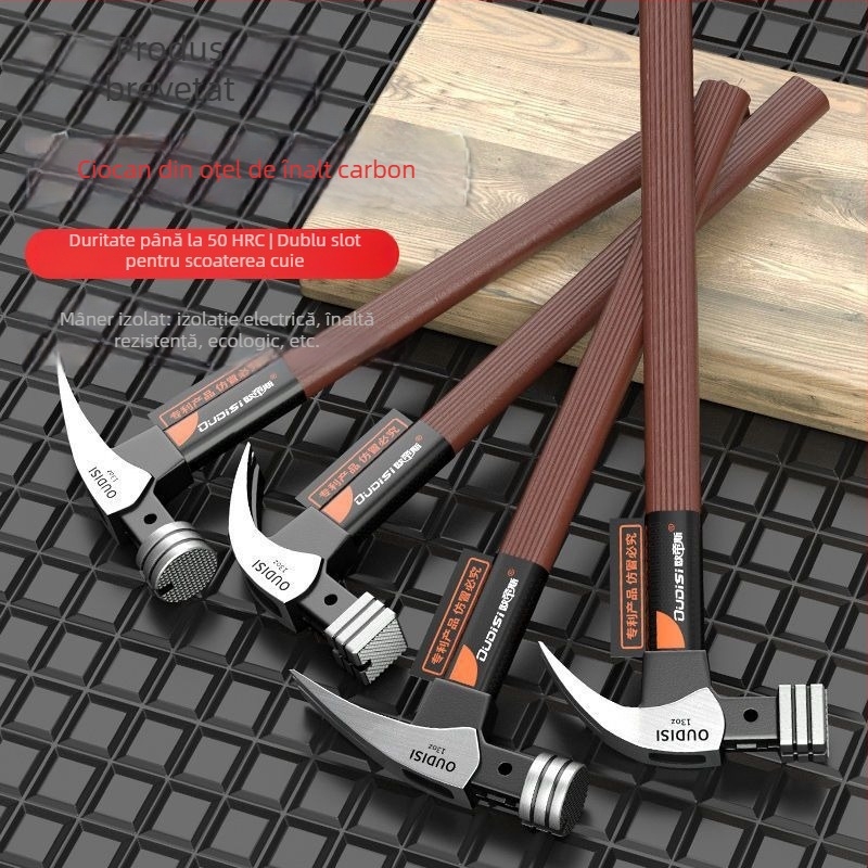 Ciocan cu mâner izolat pentru electricieni, cu cap din oțel cu carbon înalt, industrial-grade, pentru îndepărtarea cuiurilor și tâmplărie