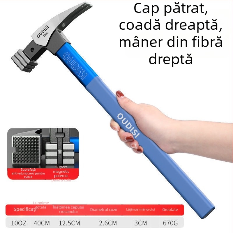 Ciocan cu mâner izolat pentru electricieni, cu cap din oțel cu carbon înalt, industrial-grade, pentru îndepărtarea cuiurilor și tâmplărie