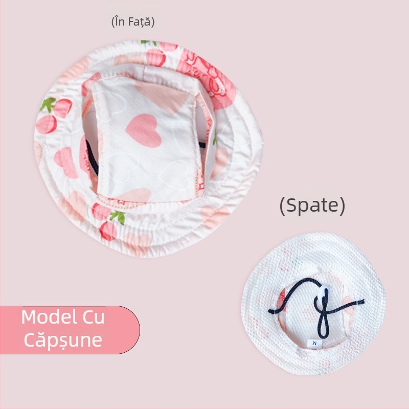 Pălărie de pescar pentru animale de companie (pisici și câini), model Cartoon, poliester twill, vară, protecție solară în exterior