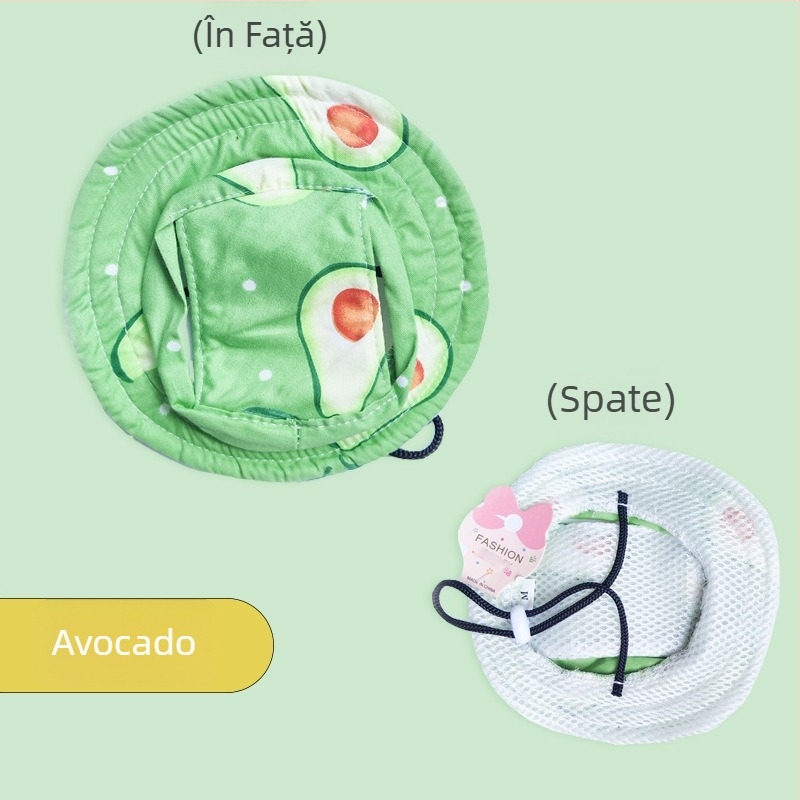 Pălărie de pescar pentru animale de companie (pisici și câini), model Cartoon, poliester twill, vară, protecție solară în exterior