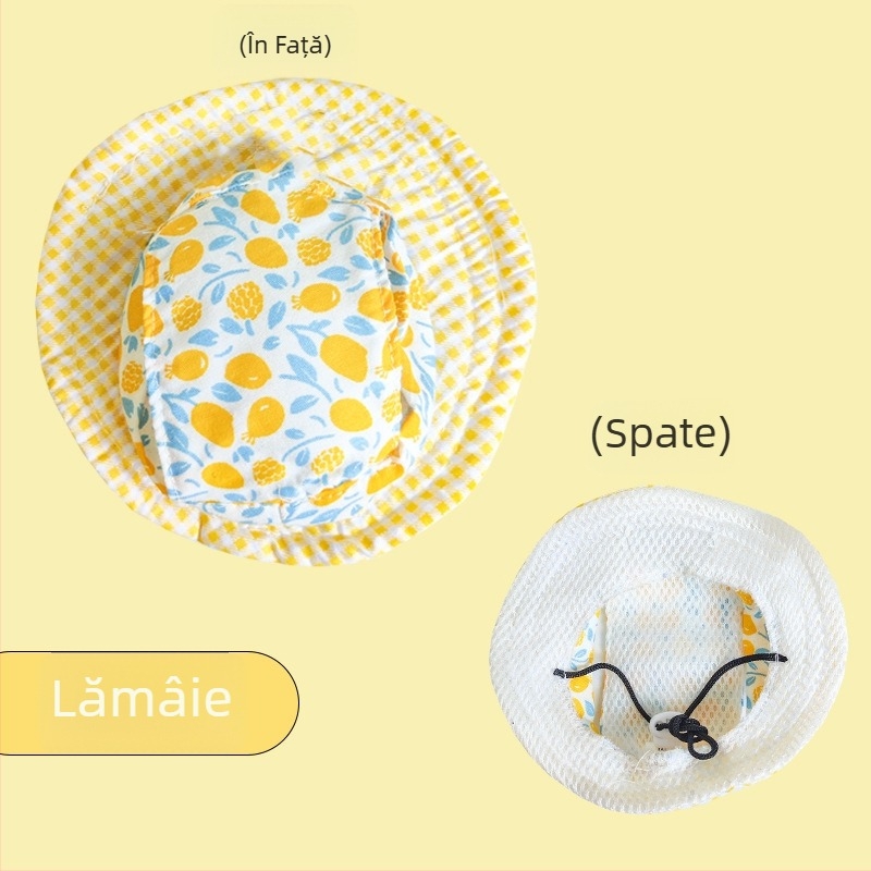 Pălărie de pescar pentru animale de companie (pisici și câini), model Cartoon, poliester twill, vară, protecție solară în exterior