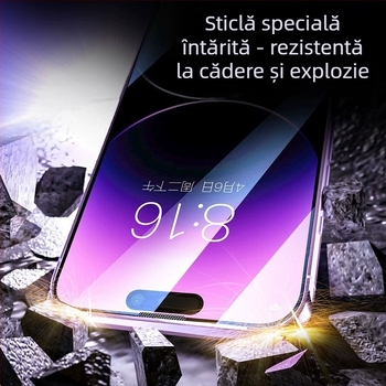 Protecție ecran din sticlă temperată pentru realme — folie frontală, claritate HD, anti-lumină albastră, include al doilea autocolant