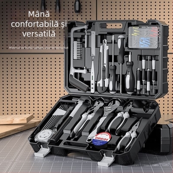 Set de unelte pentru reparații casnice, cu trusă de unelte montată în mașină, din oțel carbon, 81-100 piese
