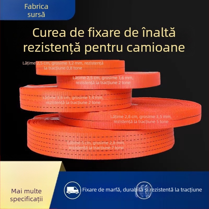 Curea de fixare a încărcăturilor din poliester, model 113, înaltă rezistență, pentru legarea încărcăturilor pe remorci