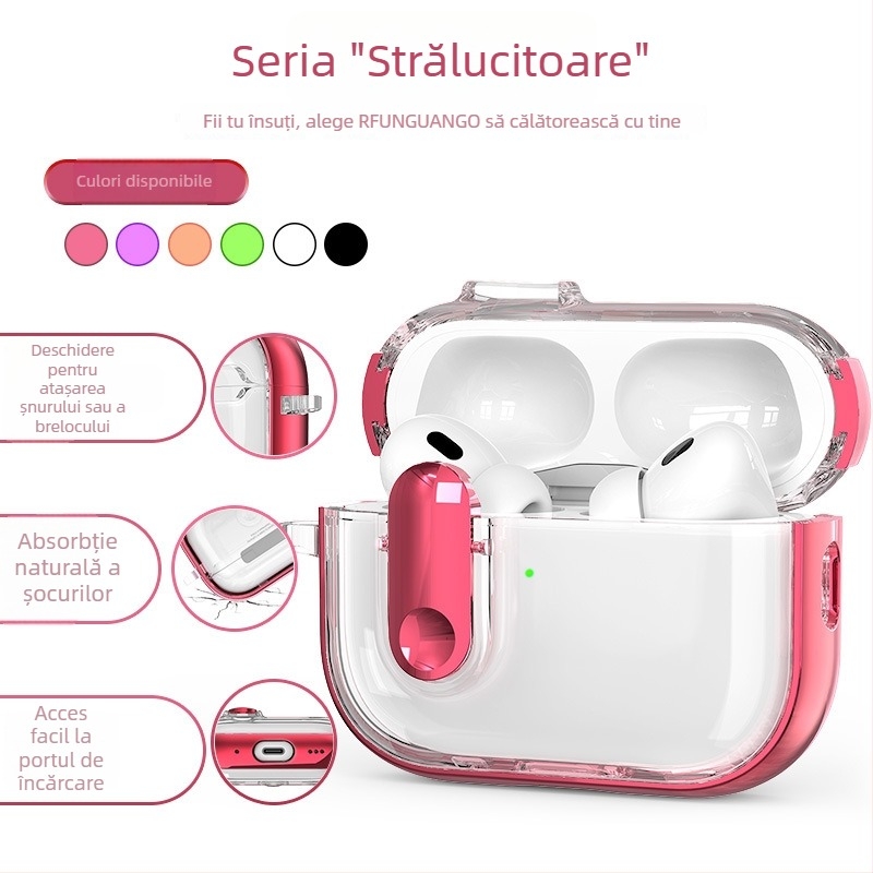 Husă de protecție AirPods Pro 3 și AirPods Pro 2, husă TPU transparentă minimalistă pentru căști Apple
