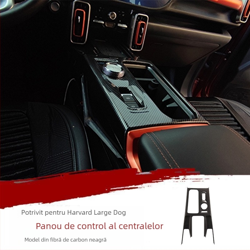 Film interior auto – ABS, turnare all-in-one, rezistent la zgârieturi și uzură, compatibil cu Haval Big Dog; potrivit pentru prizele de aer, butonul de pe volan, afișajul de navigație și panoul de control central.