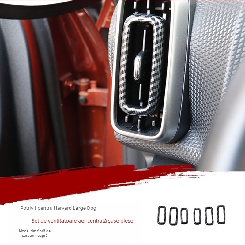 Film interior auto – ABS, turnare all-in-one, rezistent la zgârieturi și uzură, compatibil cu Haval Big Dog; potrivit pentru prizele de aer, butonul de pe volan, afișajul de navigație și panoul de control central.