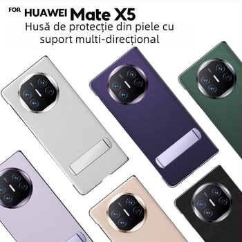 Husă de piele cu suport pentru Huawei Mate X6, protecție a cadrului frontal — Piele naturală, executată manual, personalizabilă