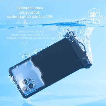 Seaflash husă impermeabilă TPU pentru telefon, 6,7 inch, cu fereastră transparentă pentru cameră, pentru drumeții și scufundări