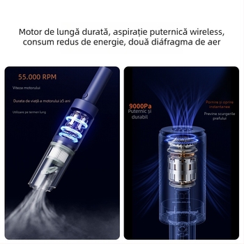 Aspirator auto portabil, fără fir, mâner, 12V, 60W, aspirație 6000Pa