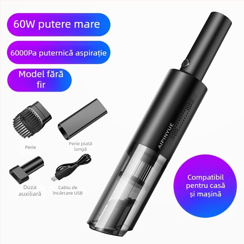 Aspirator auto portabil, fără fir, mâner, 12V, 60W, aspirație 6000Pa