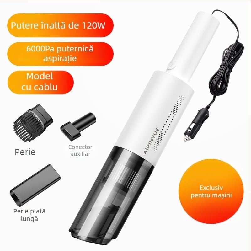 Aspirator auto portabil, fără fir, mâner, 12V, 60W, aspirație 6000Pa