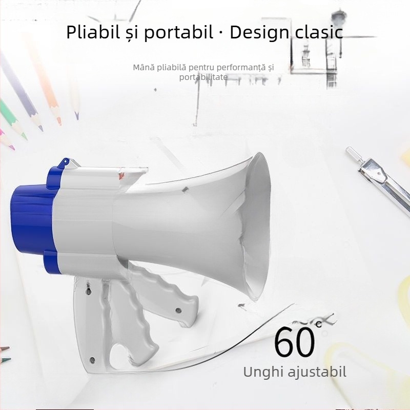 Megafon reîncărcabil cu înregistrare – difuzor portabil cu volum înalt pentru monitorizare de securitate