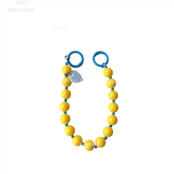 Șnur pentru husă de telefon cu lanț de mărgele geometrice, realizat manual, din plastic, accesoriu multifuncțional