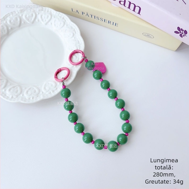 Șnur pentru husă de telefon cu lanț de mărgele geometrice, realizat manual, din plastic, accesoriu multifuncțional