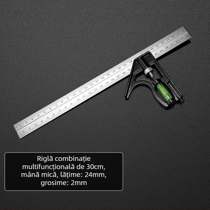 Riglă unghiulară din oțel inoxidabil, unghi drept 90°, instrument de măsură, triunghiular, pentru tâmplărie