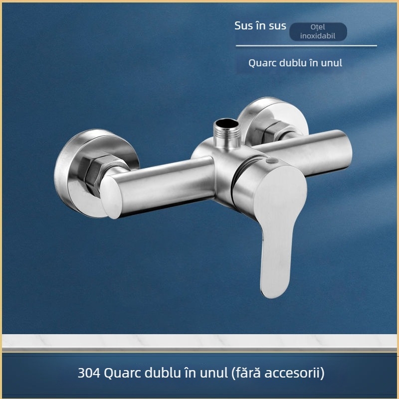 Robinet pentru duș și cadă din oțel inoxidabil, încastrat în perete, cu control triplu, nucleu ceramic al valvei, 0–90°C