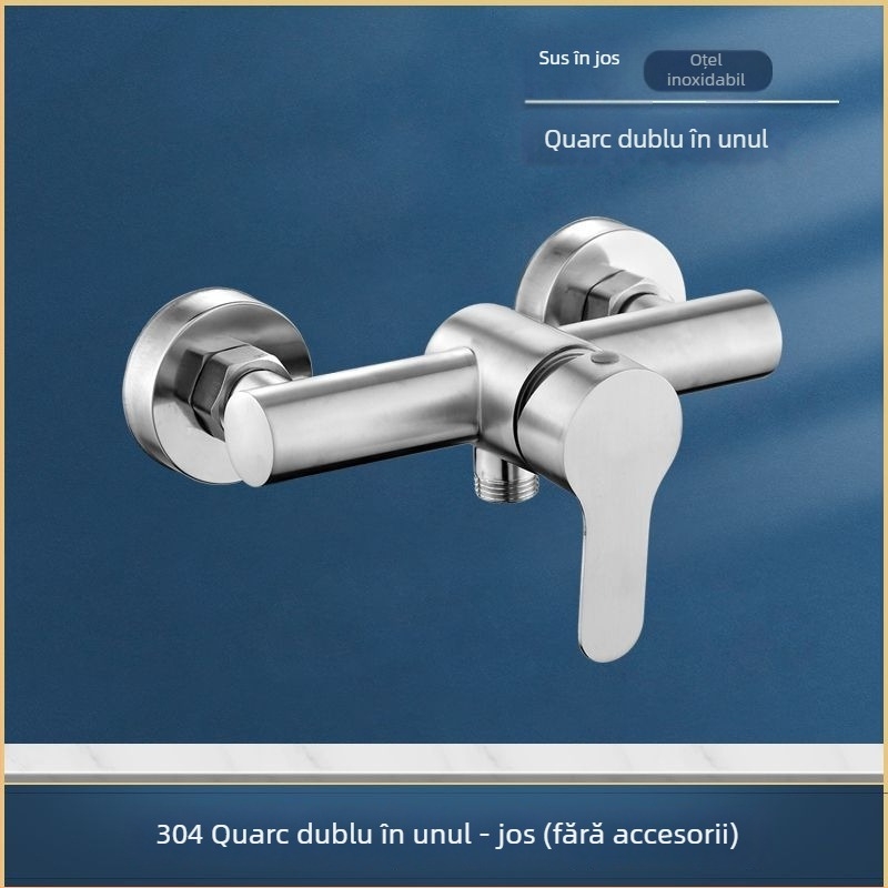 Robinet pentru duș și cadă din oțel inoxidabil, încastrat în perete, cu control triplu, nucleu ceramic al valvei, 0–90°C