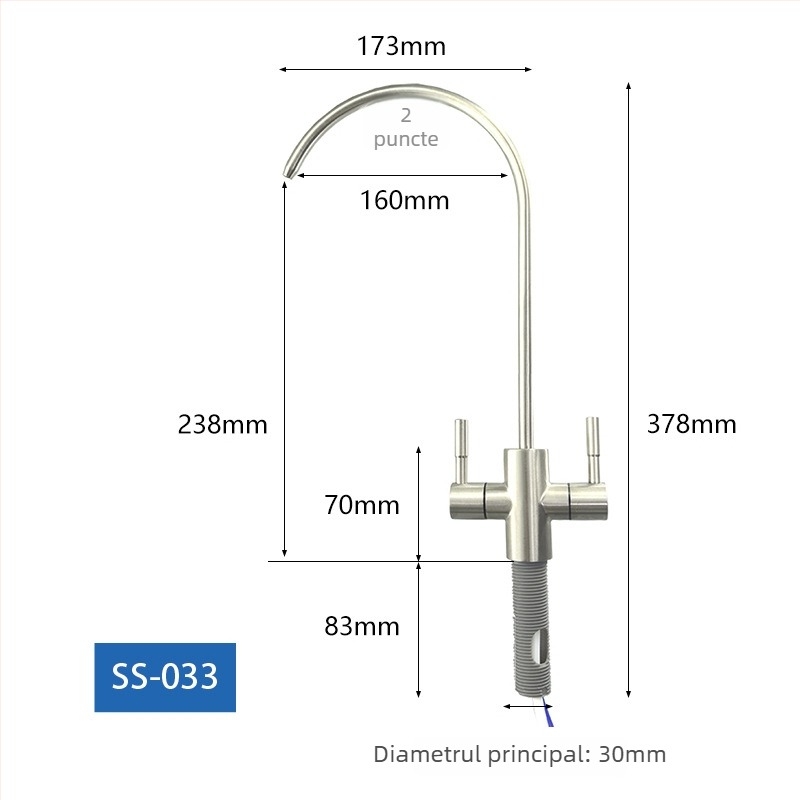 Robinet de apă potabilă din oțel inoxidabil 304, rotativ, cu ieșire dublă, flux rece unic, cartuș ceramic, certificat CE