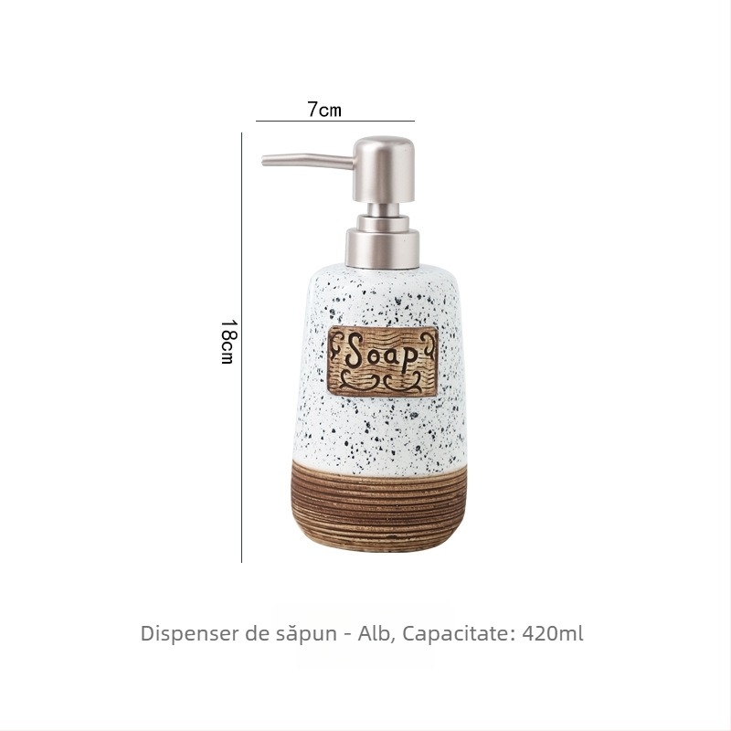 Sticlă ceramică pentru dezinfectarea mâinilor cu pompă, sticluță pentru loțiune, dispenser de săpun — finisaj periat — 300 g — Hongzhan