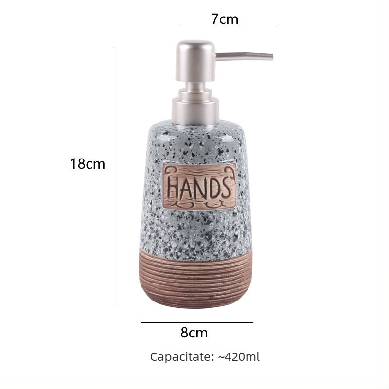 Sticlă ceramică pentru dezinfectarea mâinilor cu pompă, sticluță pentru loțiune, dispenser de săpun — finisaj periat — 300 g — Hongzhan