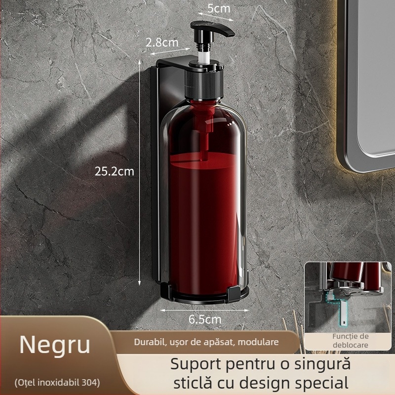 Suport dozator săpun din oțel inoxidabil – finisaj șlefuit, stil luxos discret, funcționare prin apăsare manuală, greutate 400 g