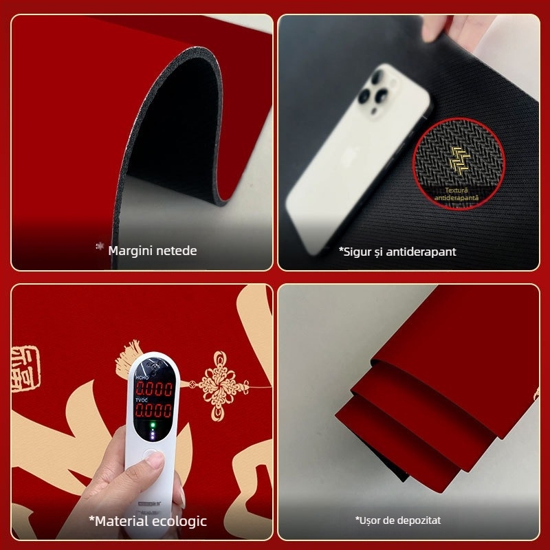 Covor de podea pentru intrare și baie, roșu festiv, absorbant de apă, antiderapant, uscare rapidă