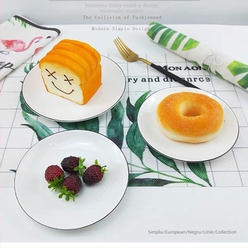 Set Nordic de farfurii și boluri din ceramică cu finisaj sub-glazură – rotunde, compatibil cu microunde